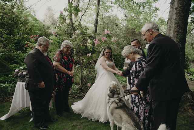 wedding ceremony with fur baby